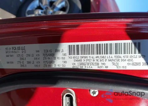 2015 Ram 1500 Big Horn from USA, damaged, VIN 1C6RR6GT8FS761590